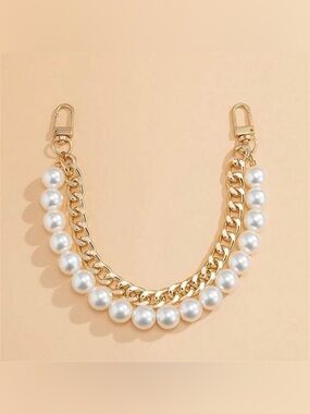 Gold Chain and White Pearl Accent Strap
